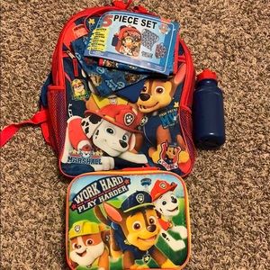 5 piece set Paw Patrol backpack.